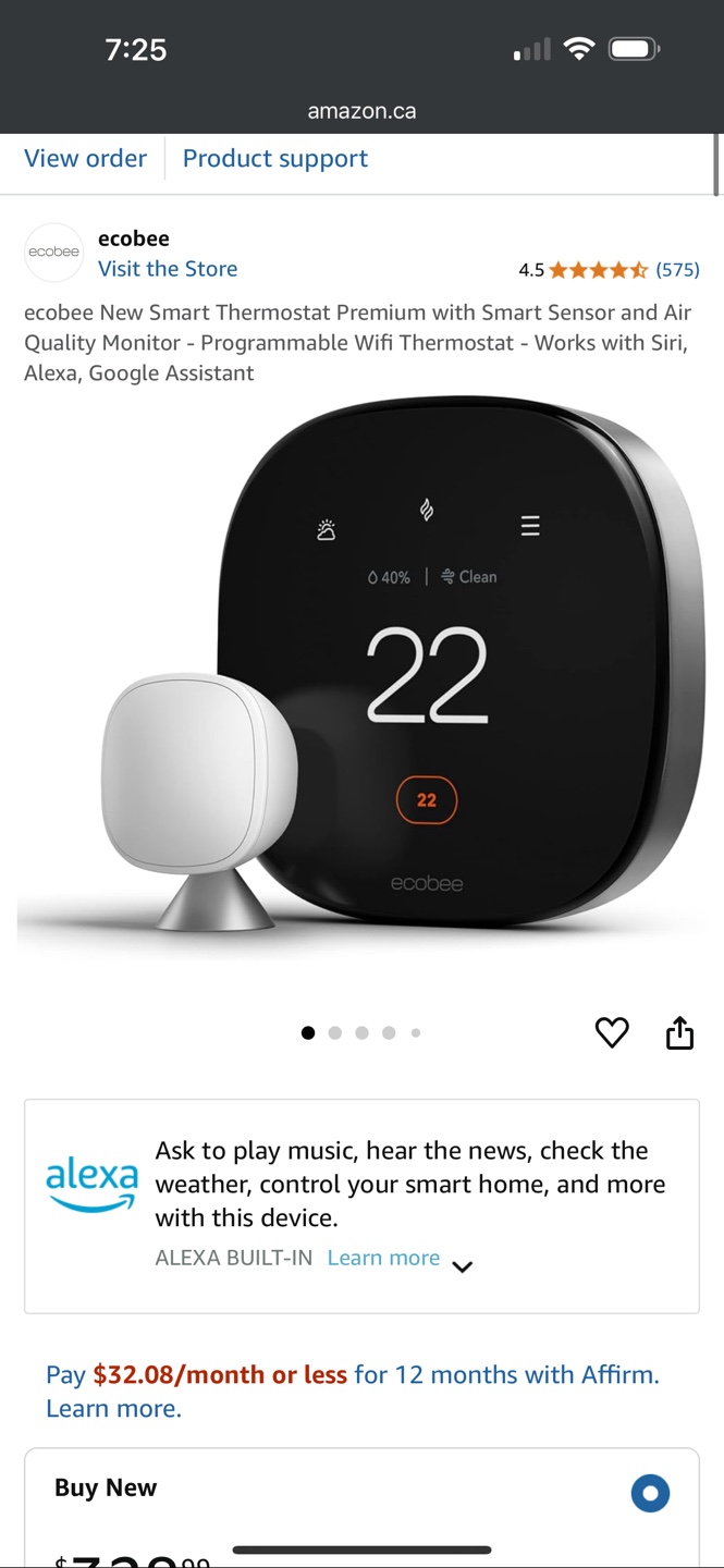 ecobee Smart Thermostat Premium - Matte Black
