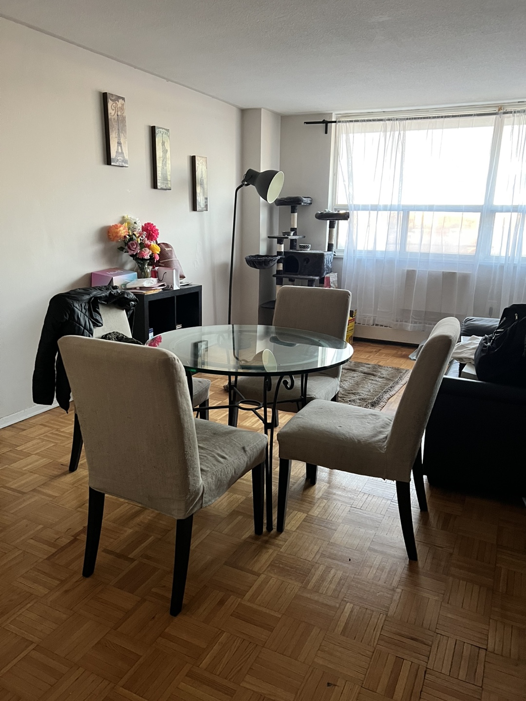 Glass-top dining table set