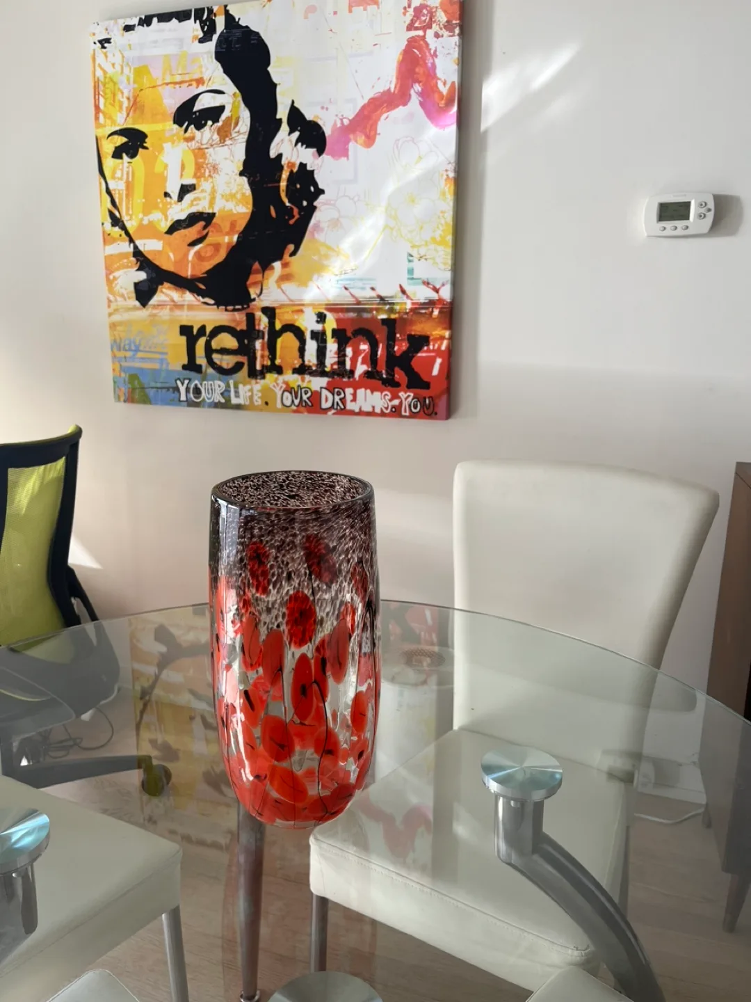 Unique Orange, Black & Purple Glass Vase image indicator(5)