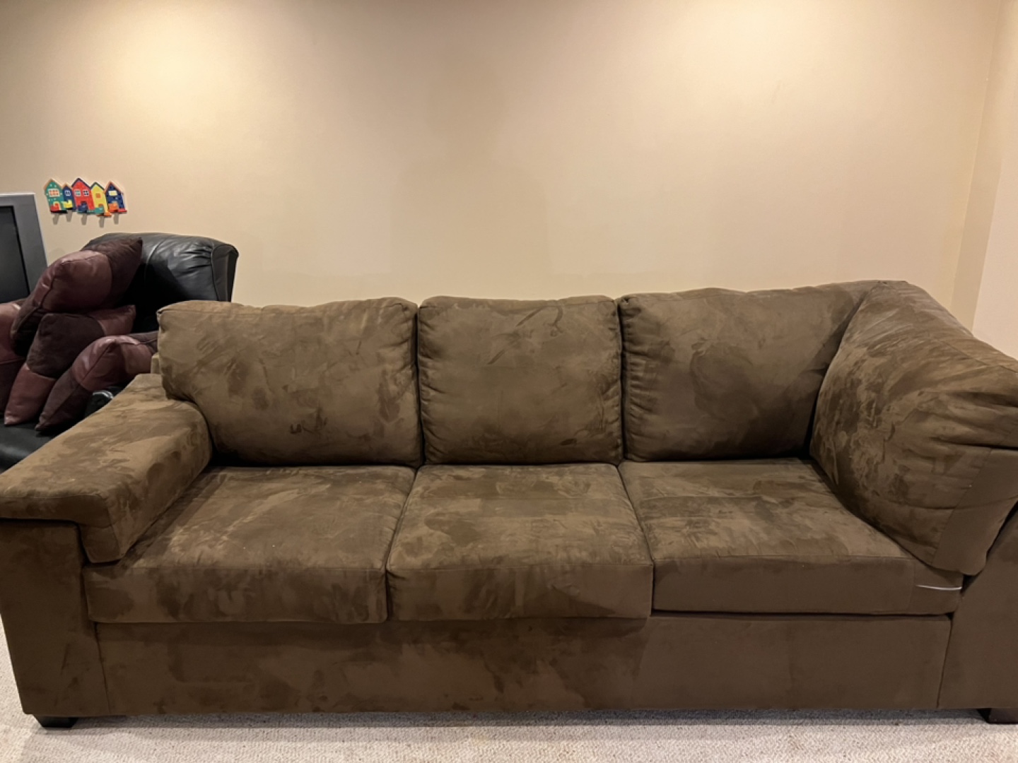 2 Pieces: Brown Sectional + Sofa Bed