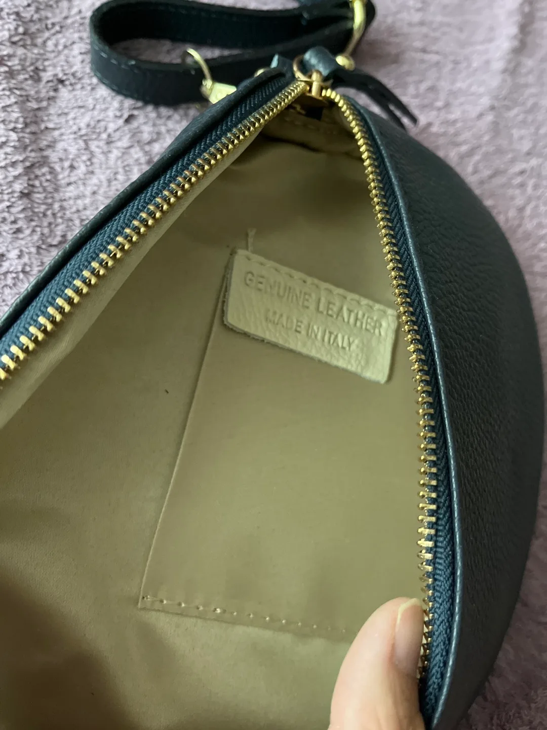 Navy Blue Geniune Leather Crossbody Bag image indicator(2)