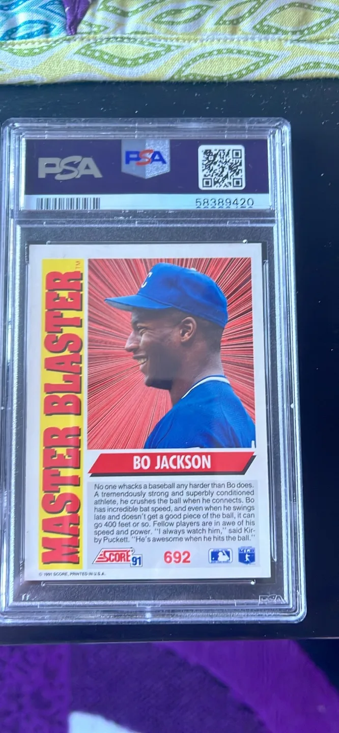 1991 Score Bo Jackson Master Blaster #692 PSA Graded image indicator(2)