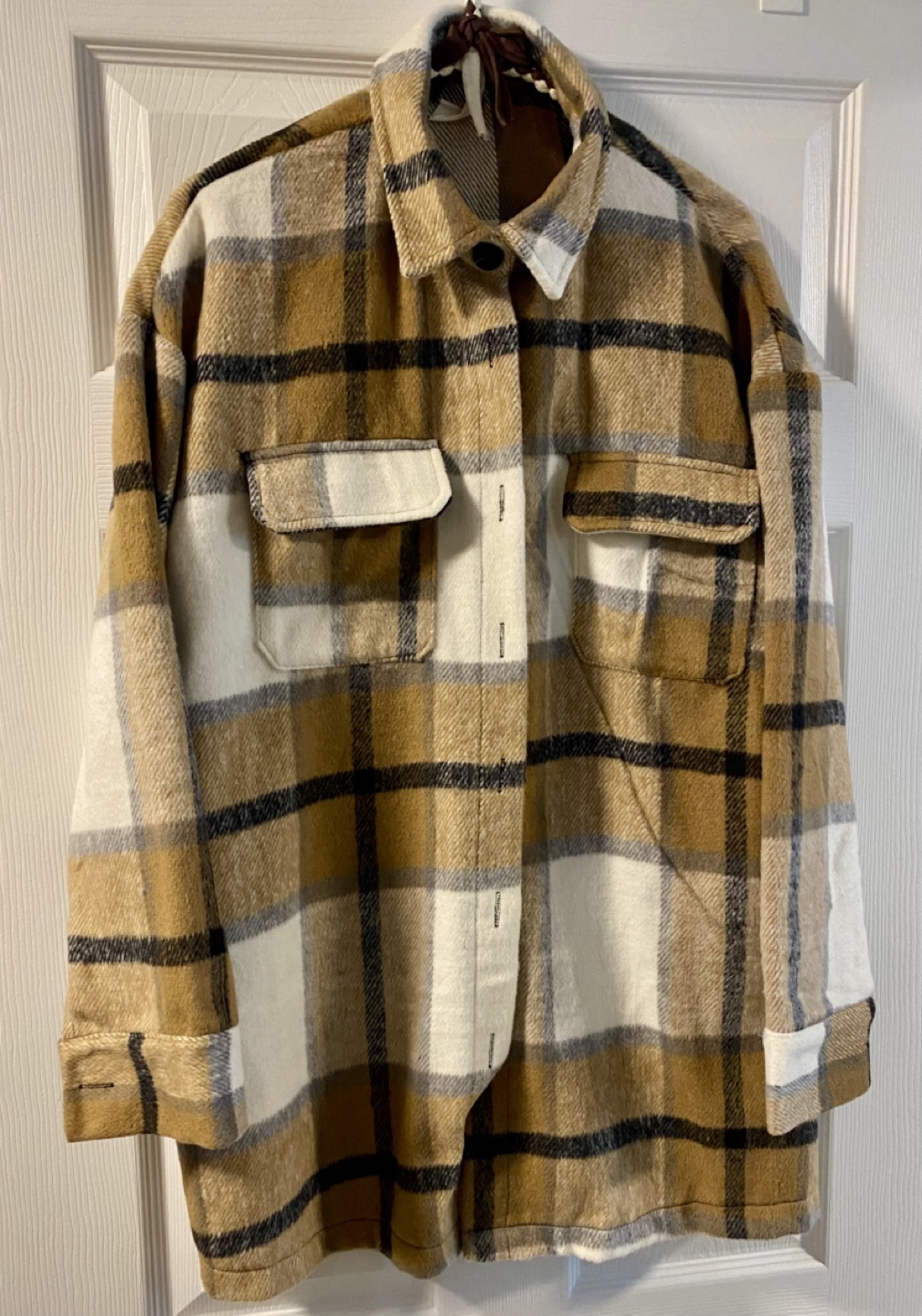 Chicme Women's Oversized Flannel Shirt Jacket - Size Large