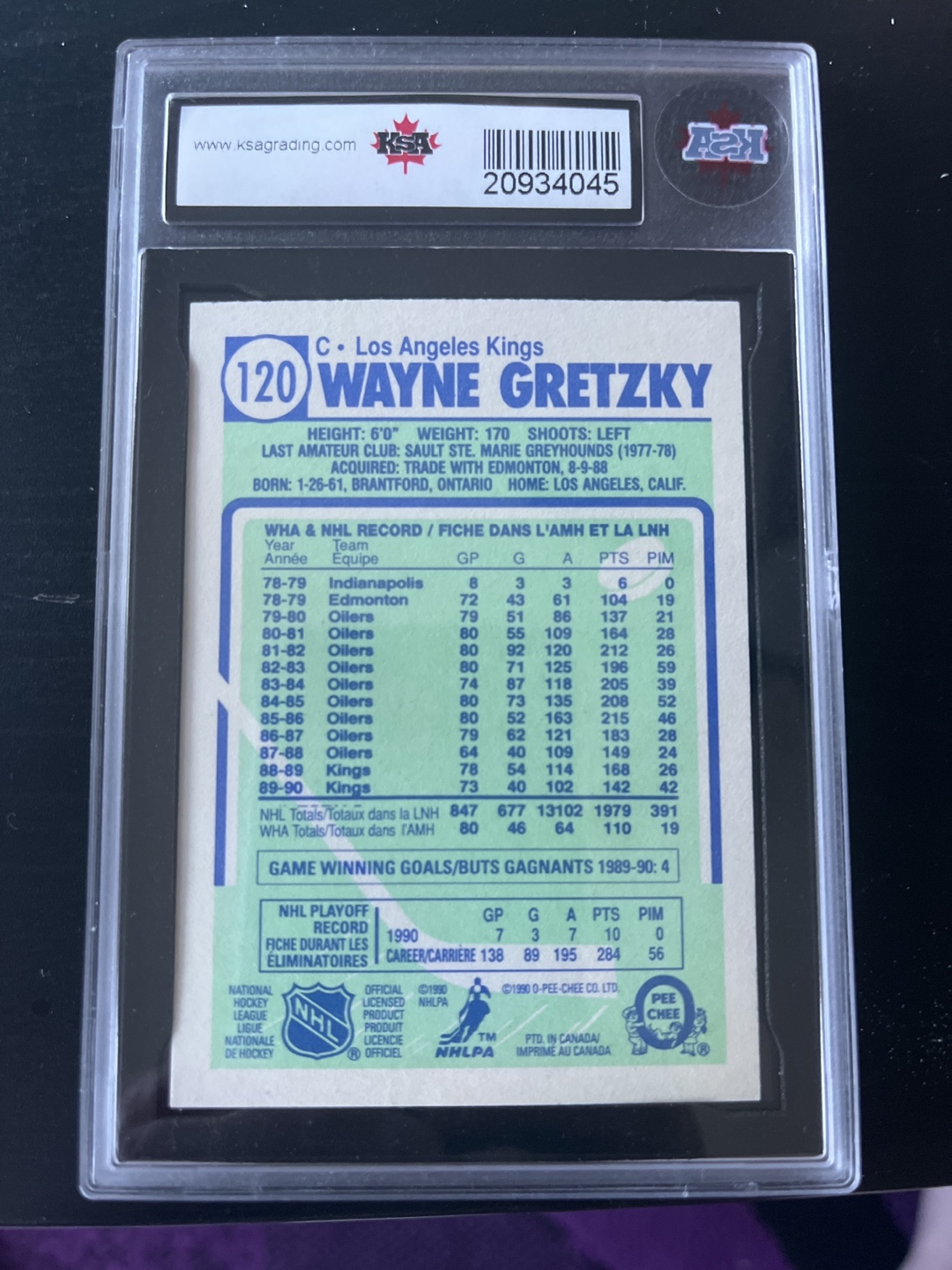 1990-91 O-Pee-Chee Wayne Gretzky #120 Hockey Card - Graded 9.5 - photo 2