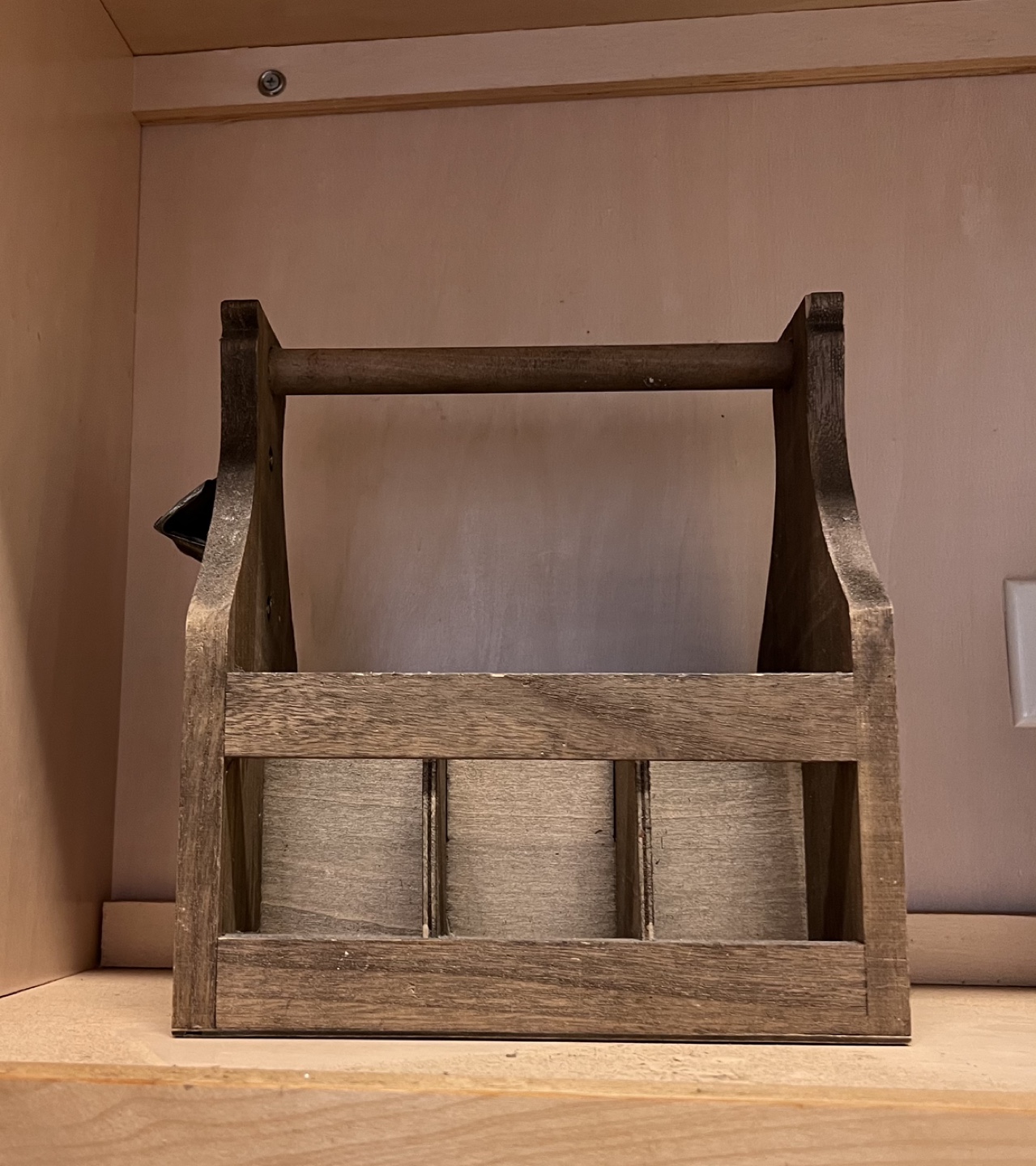 Rustic  6 bottle Wooden Carrier with opener