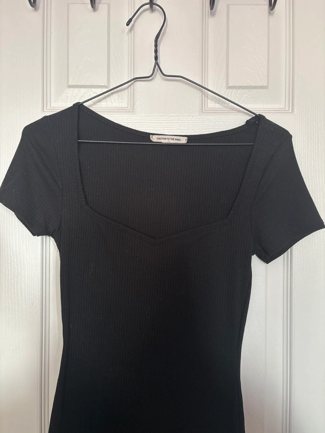 Caution to the Wind Black Ribbed Midi Dress image indicator(3)