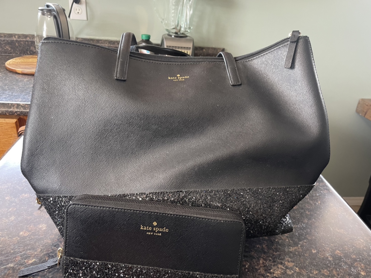 Kate Spade New York Black purse and Matching Wallet Set