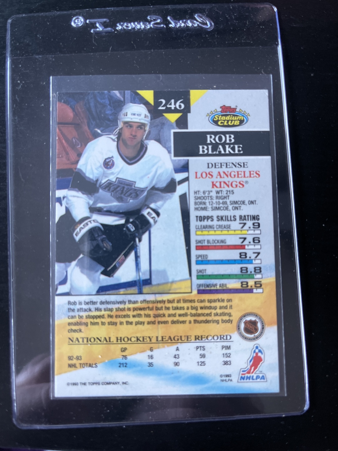 Rob Blake Autographed NHL Hockey Card - photo 2