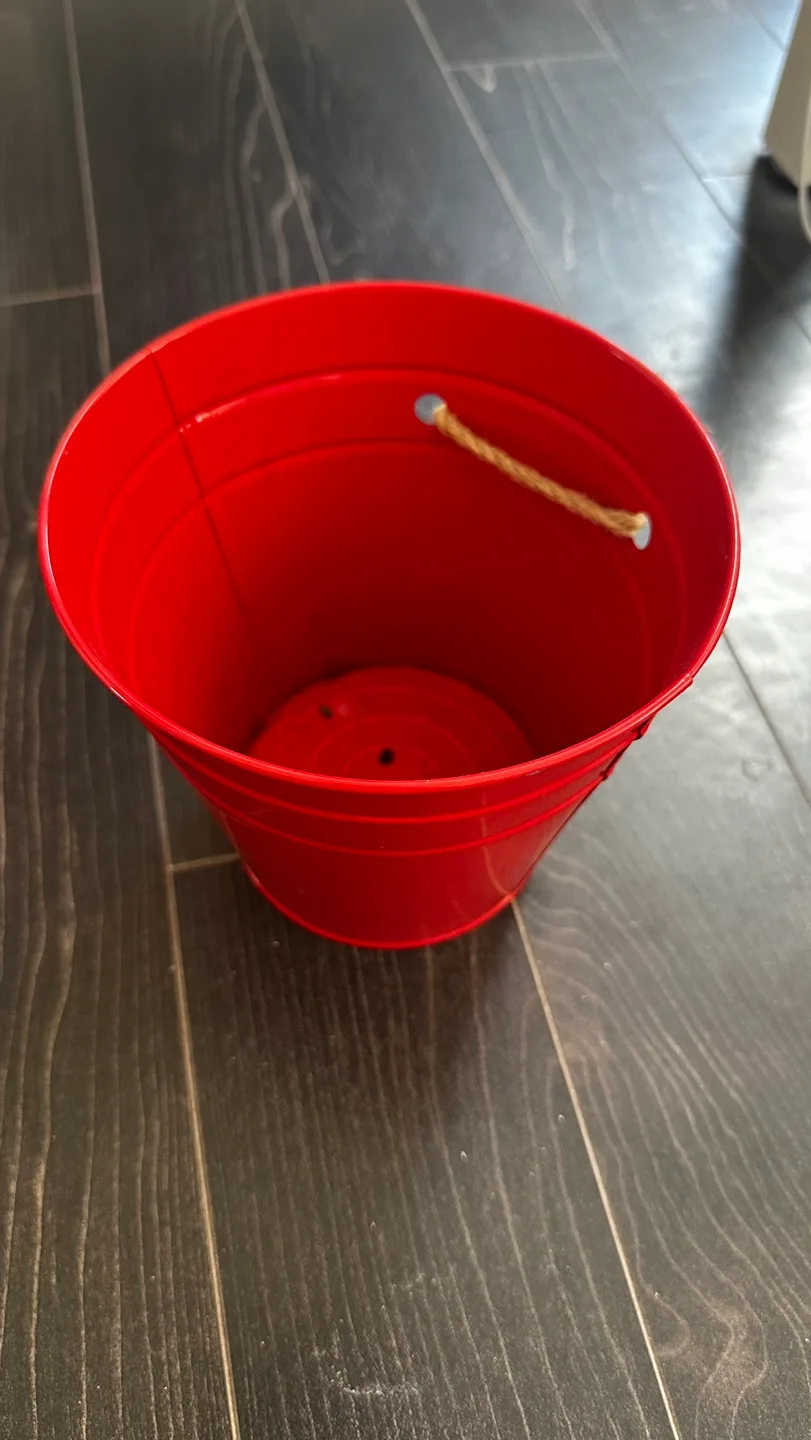 Red Metal Planter/Pot with Jute Bow image indicator(2)