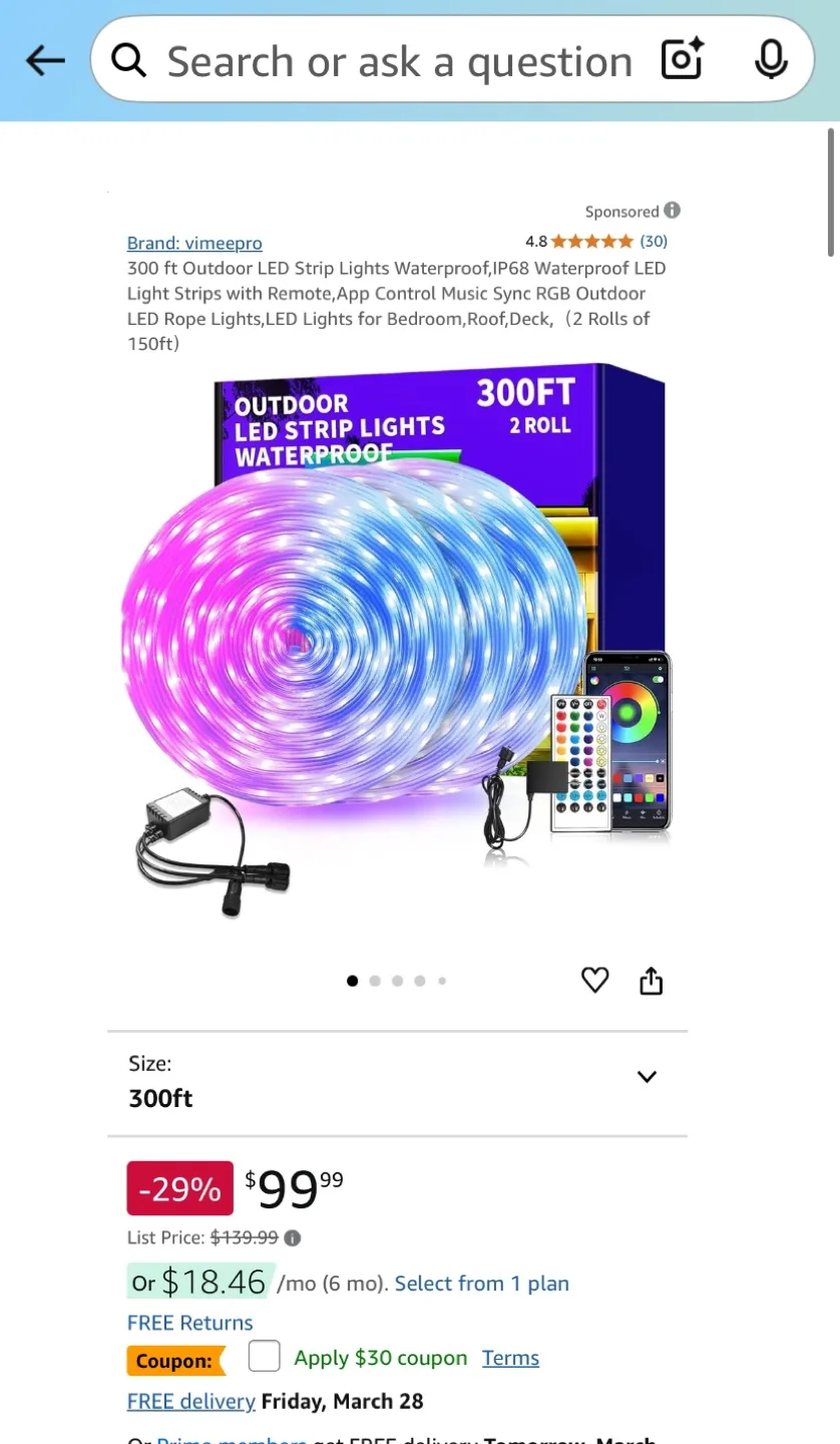 300ft Waterproof LED Strip Lights with Remote & App Control image indicator(7)