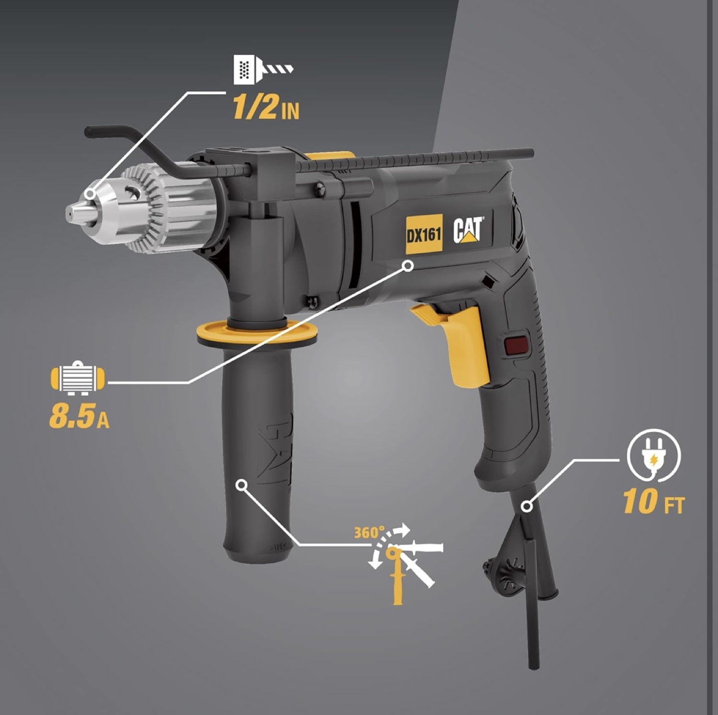 CAT DX161 1/2 inch Corded Drill - photo 2
