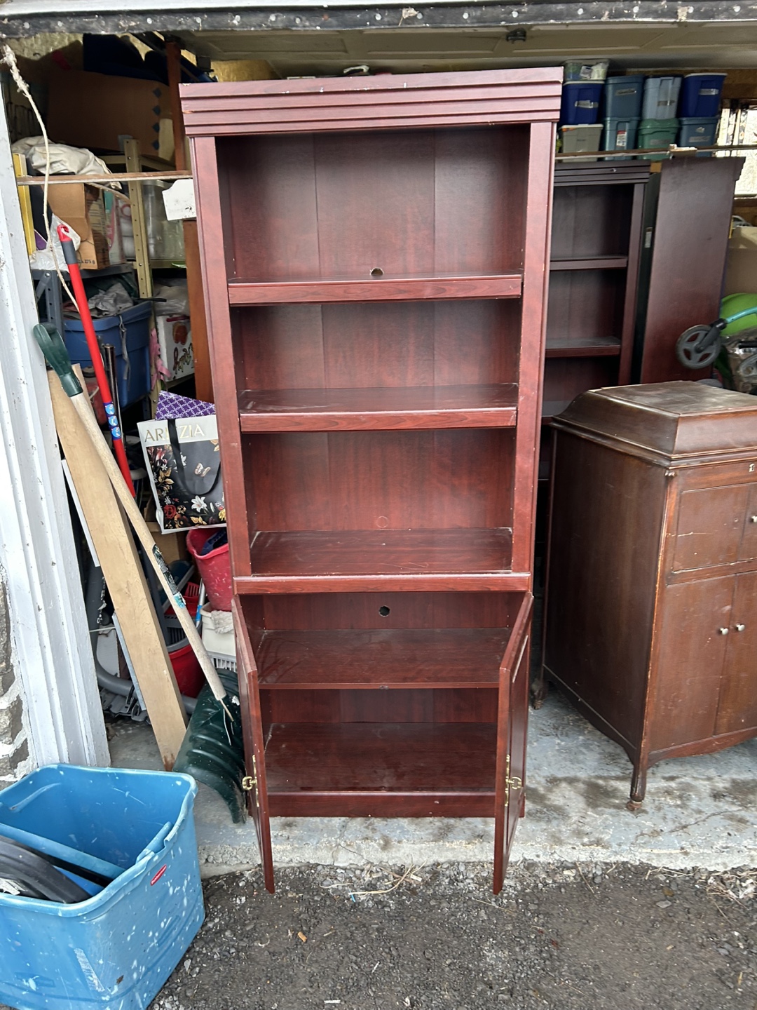 Tall Wooden Bookcase with Cabinets - photo 2