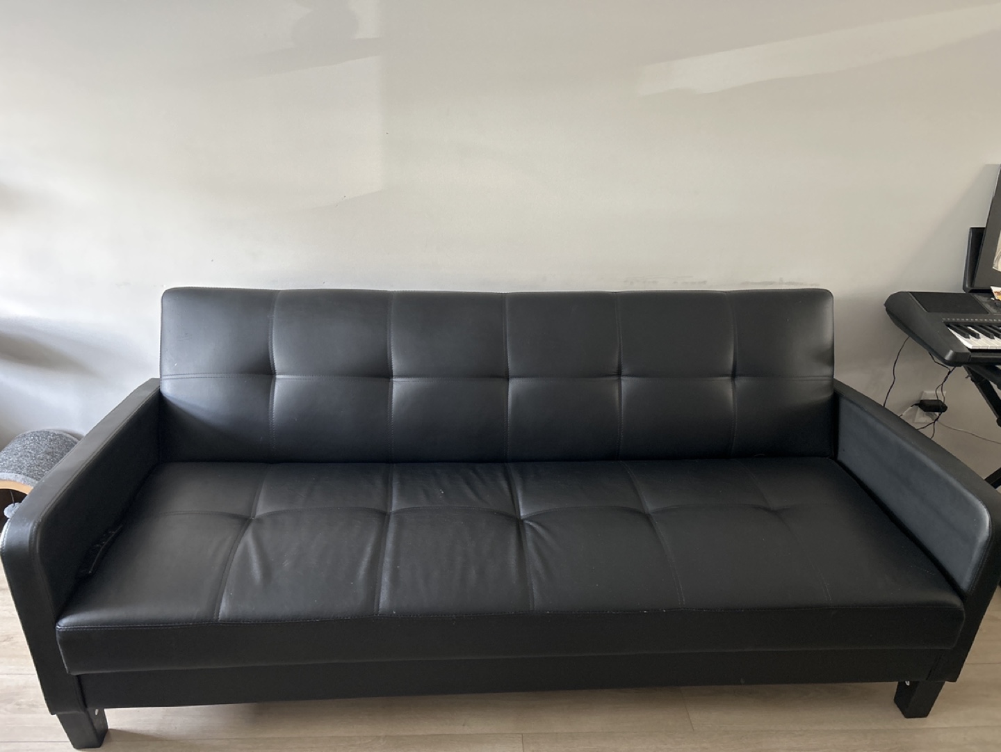 Black Faux Leather Futon Sofa Bed