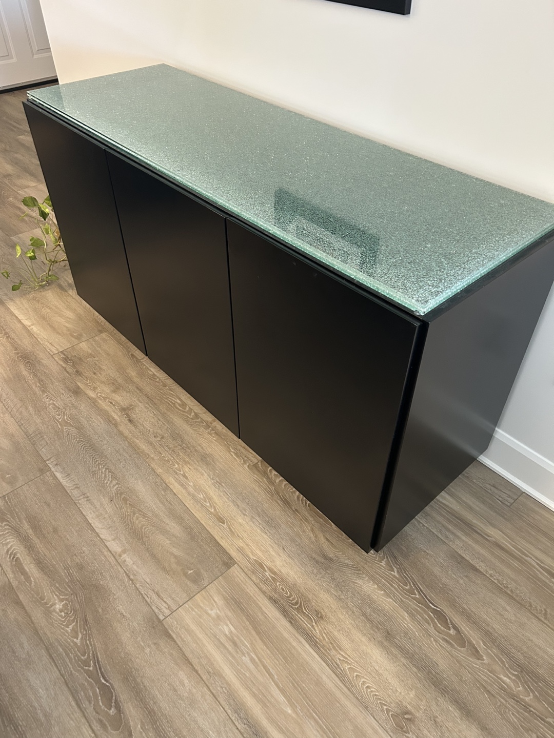 Black Cabinet with Glass Top
