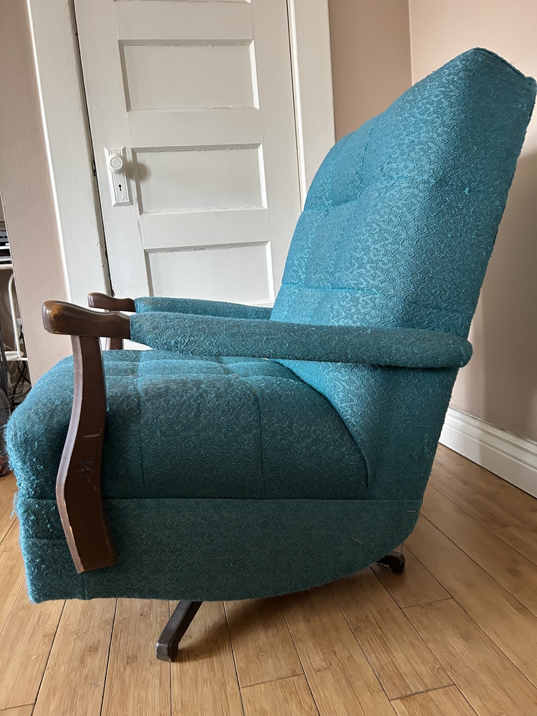 Vintage Teal Swivel Rocker Chair - photo 2