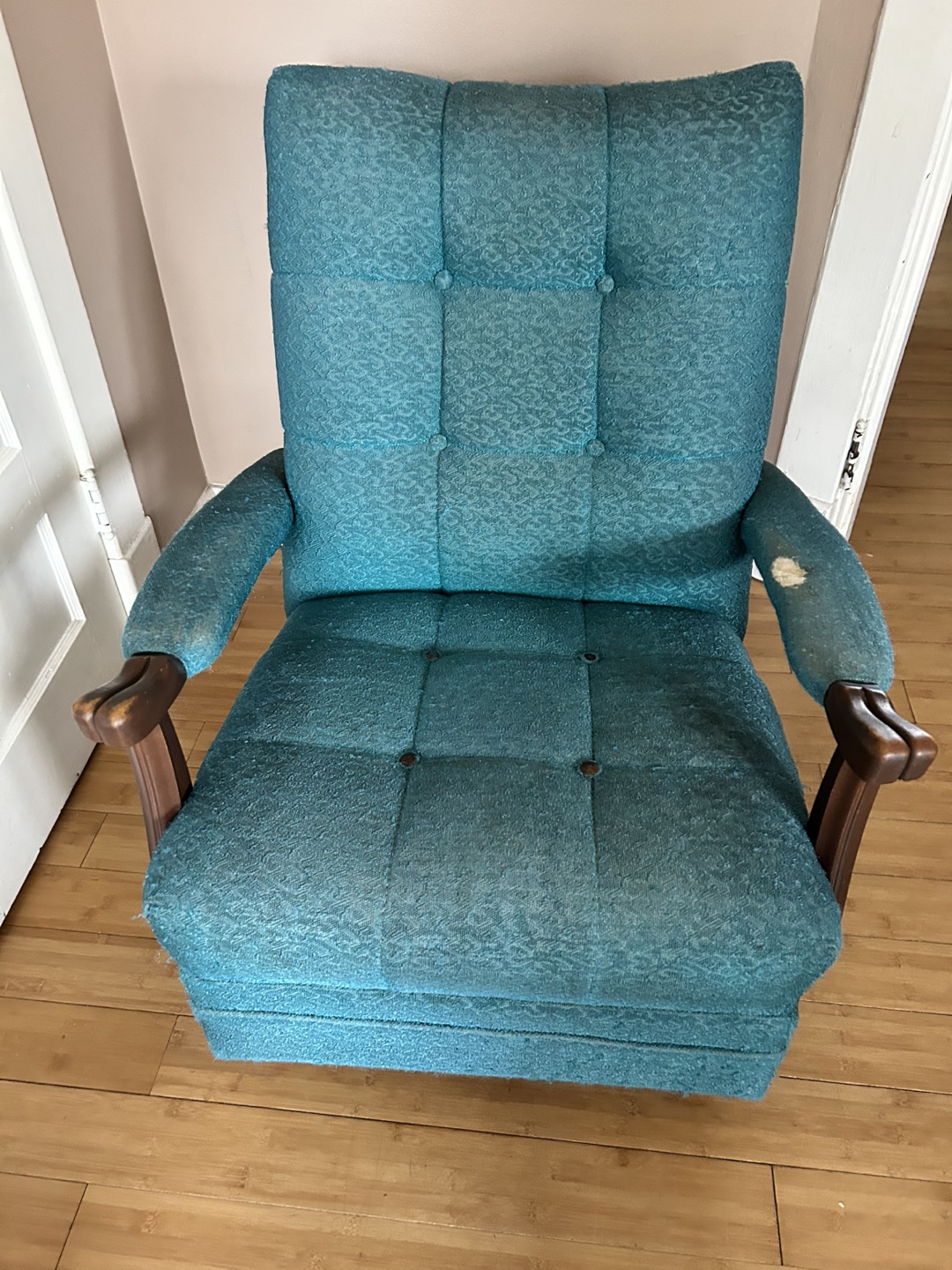 Vintage Teal Swivel Rocker Chair - photo 3