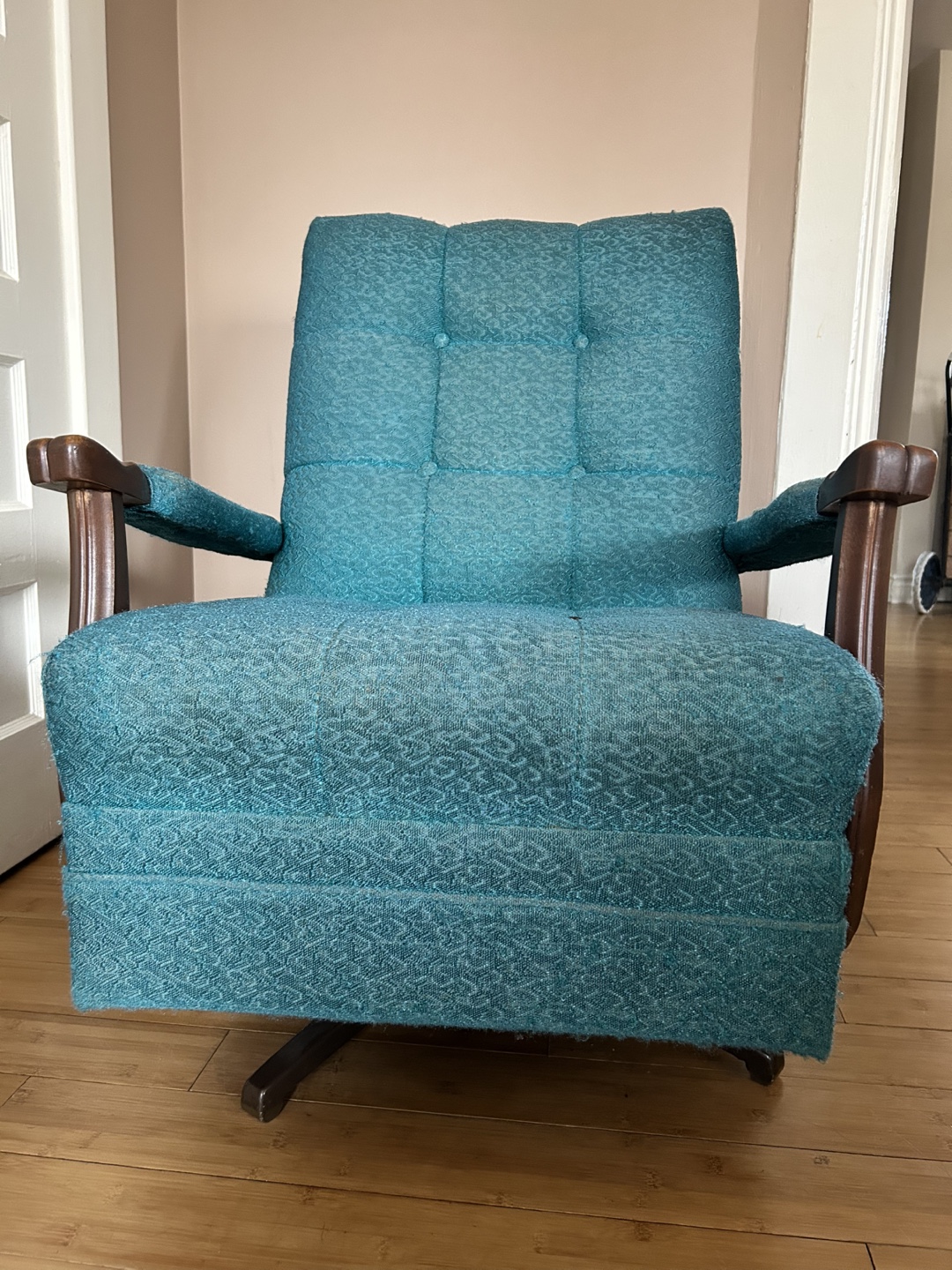Vintage Teal Swivel Rocker Chair