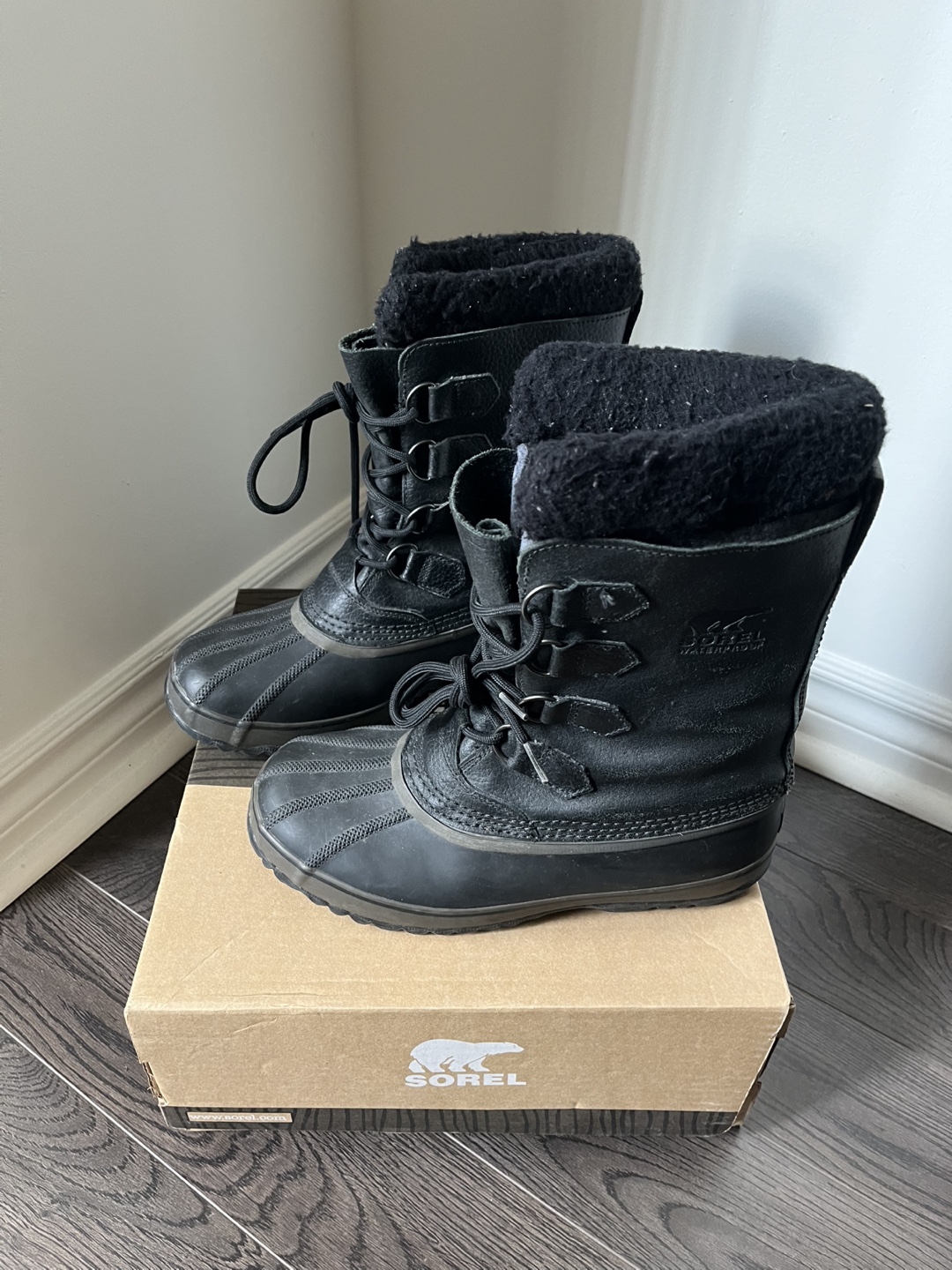Sorel Men Black Leather Winter Boots