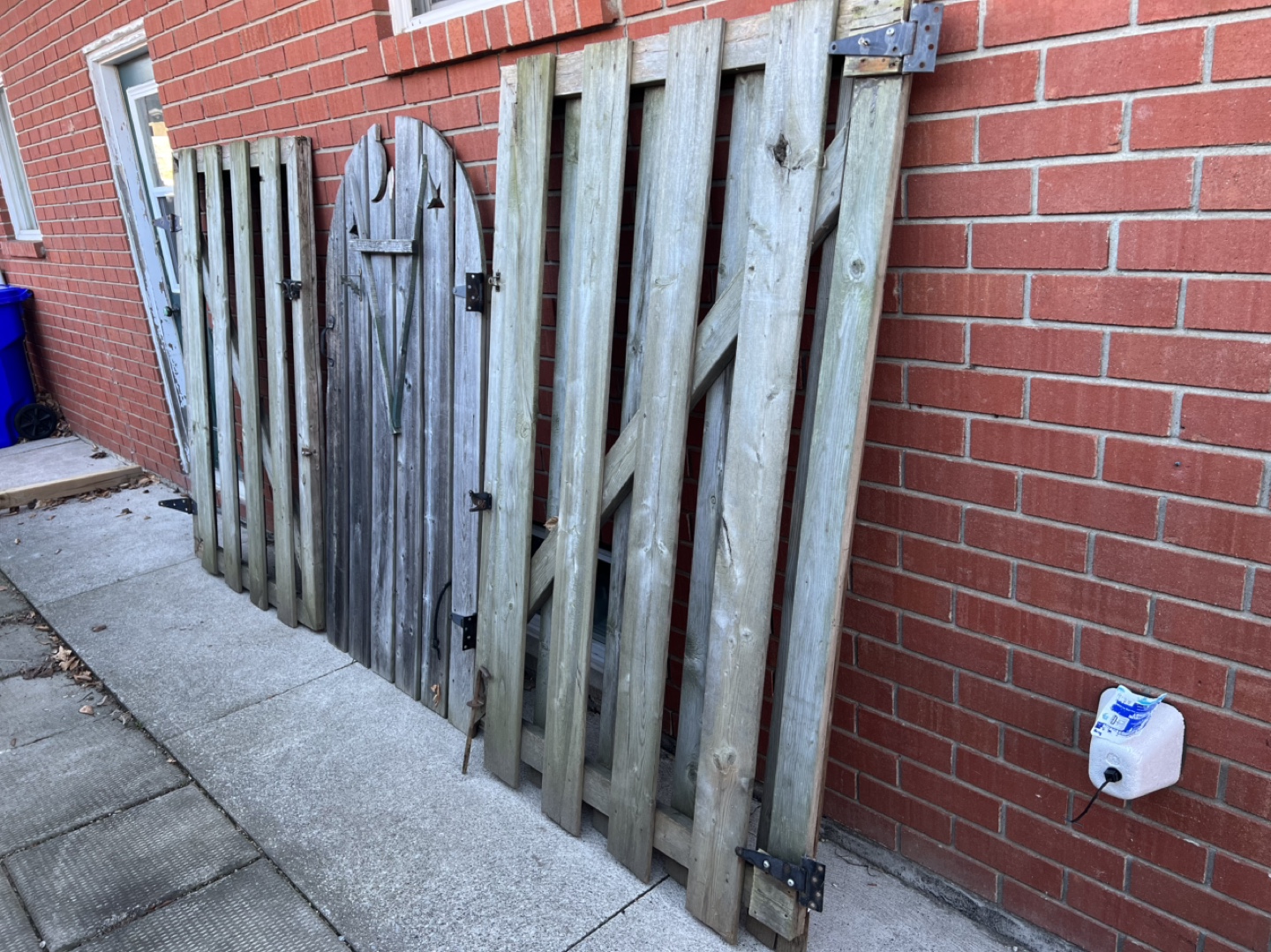 Wooden gates with hinges