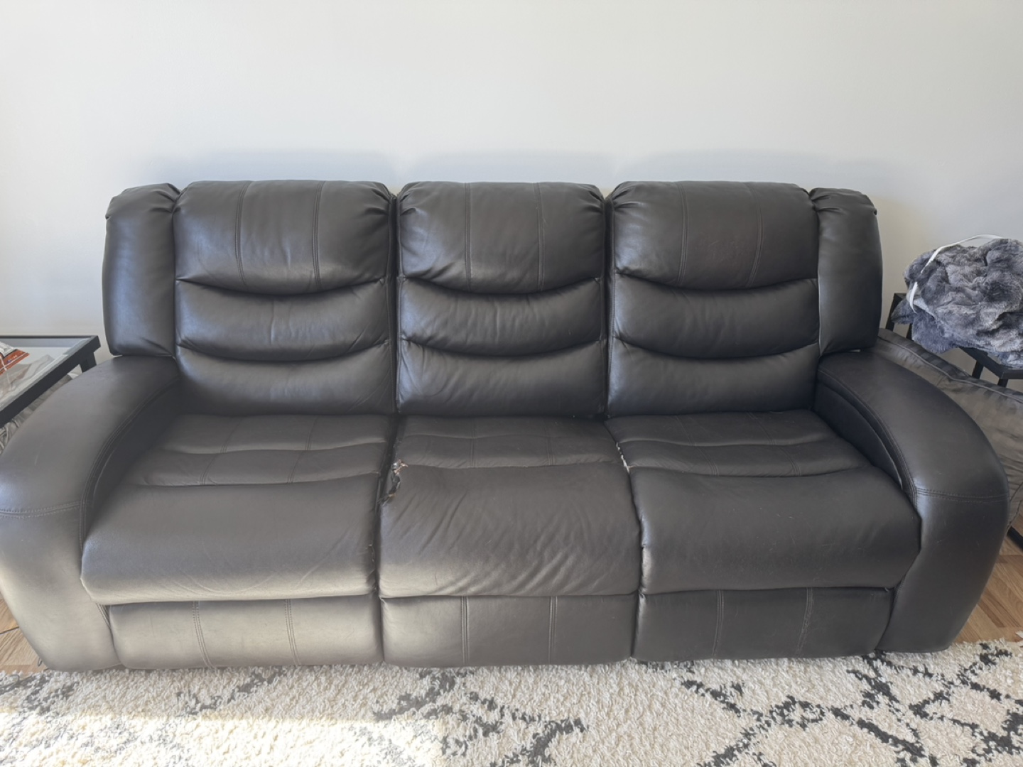 Black Leather Reclining Sofa #freecycle