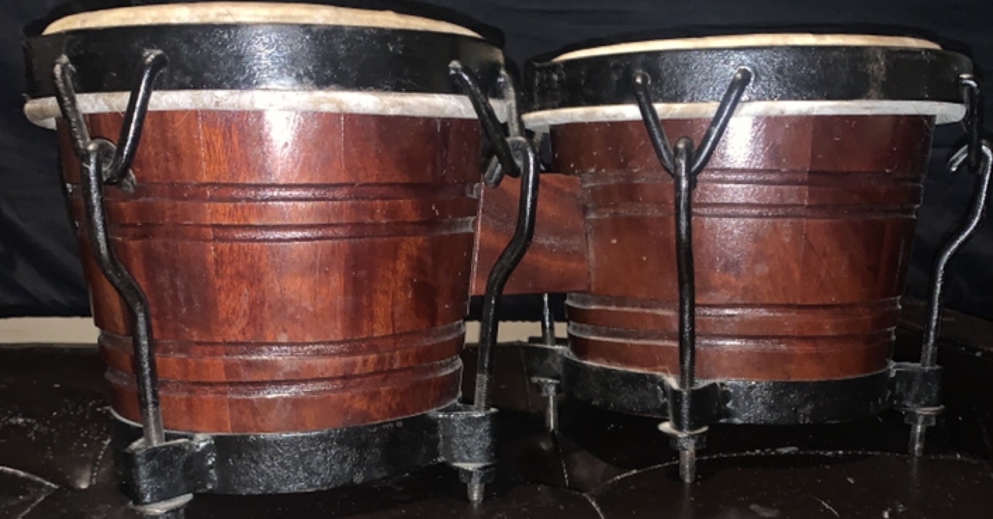 Pair of Wooden Bongo Drums