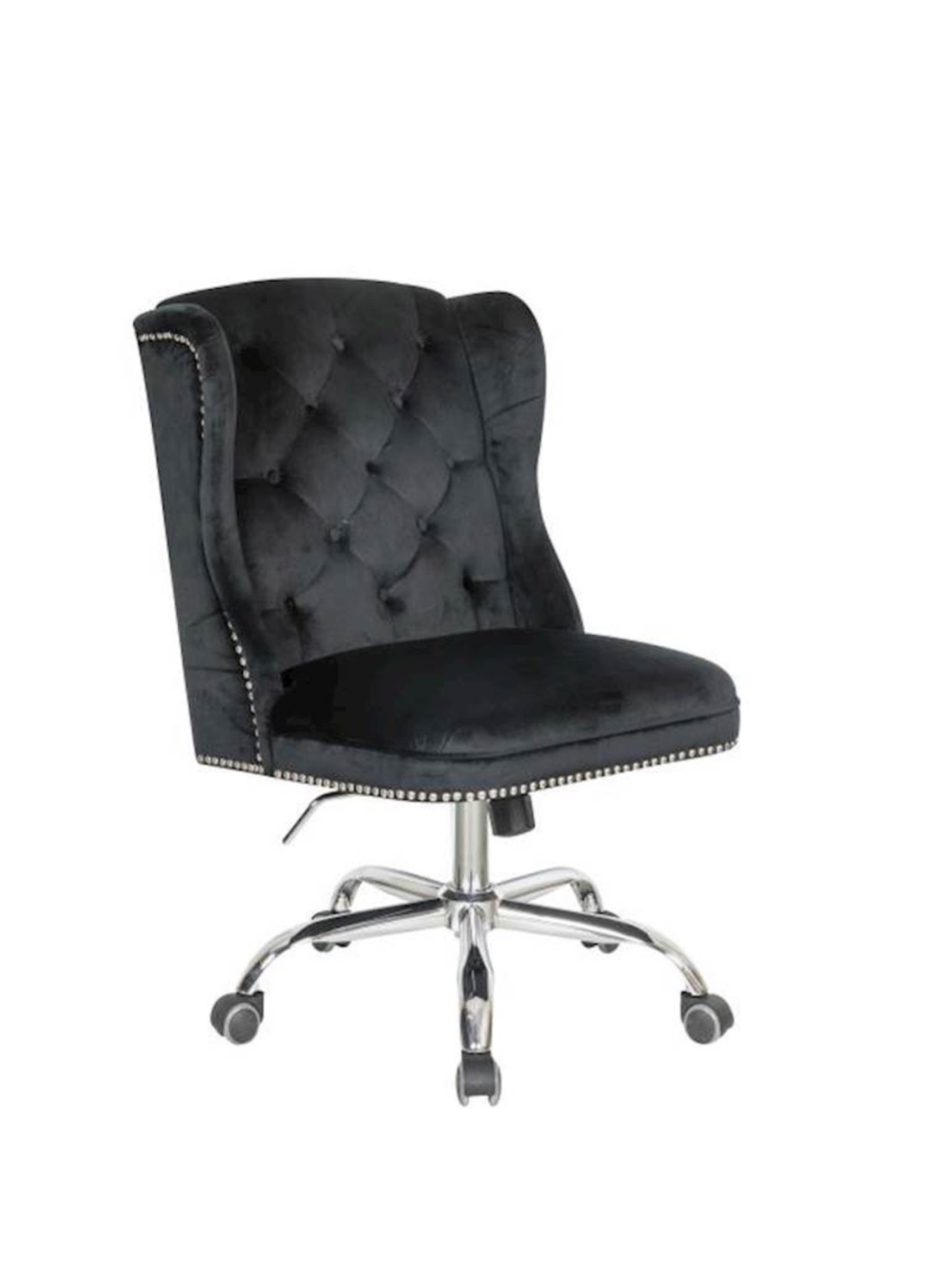 Black Velvet Swivel Office Chair with Gold Base