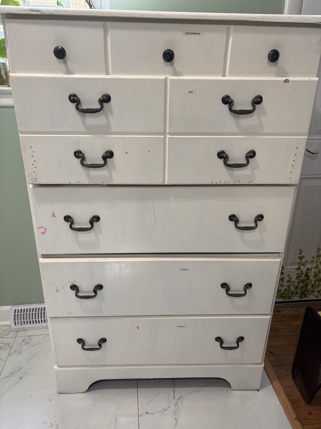 White Wooden Chest of Drawers