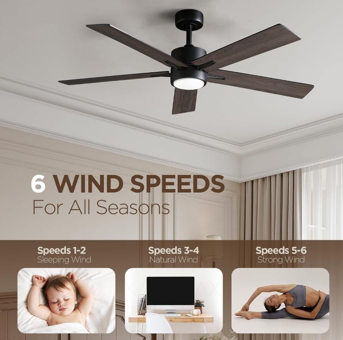 52 Inch Modern LED Ceiling Fan with Light and Remote - photo 4