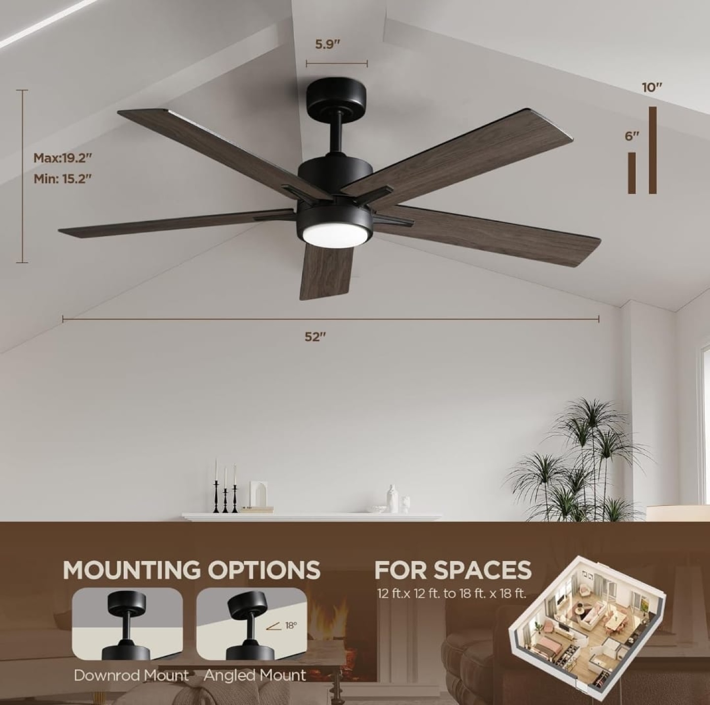 52 Inch Modern LED Ceiling Fan with Light and Remote - photo 2