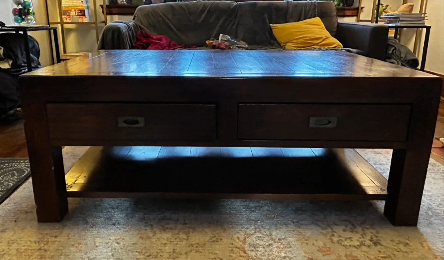 Rustic, solid wood coffee table image indicator(2)