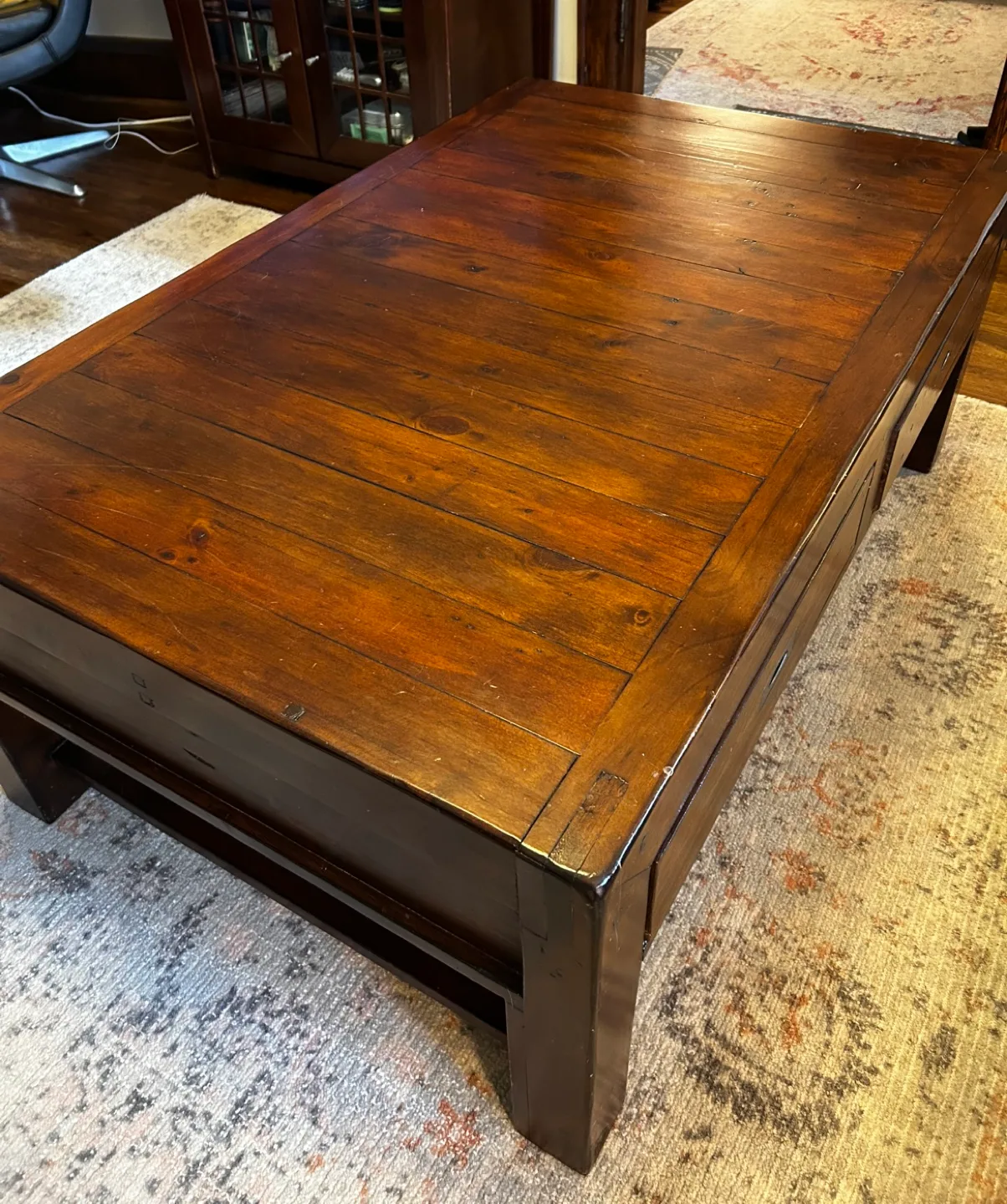 Rustic, solid wood coffee table image indicator(3)