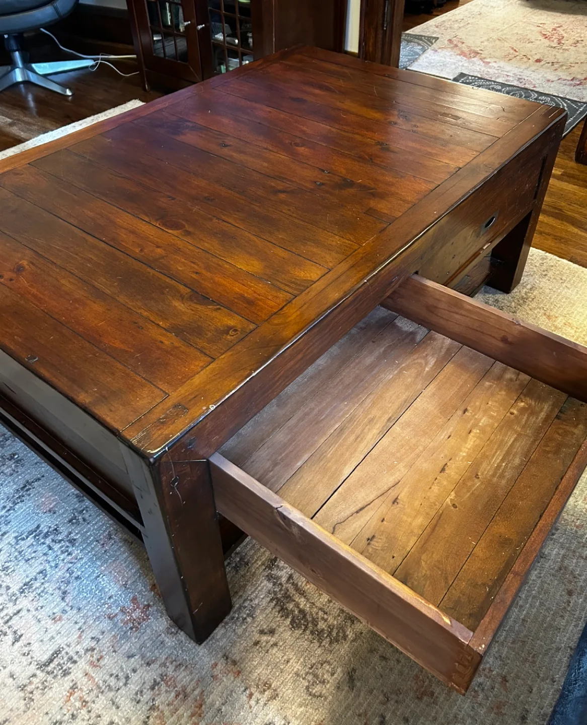 Rustic, solid wood coffee table image indicator(4)