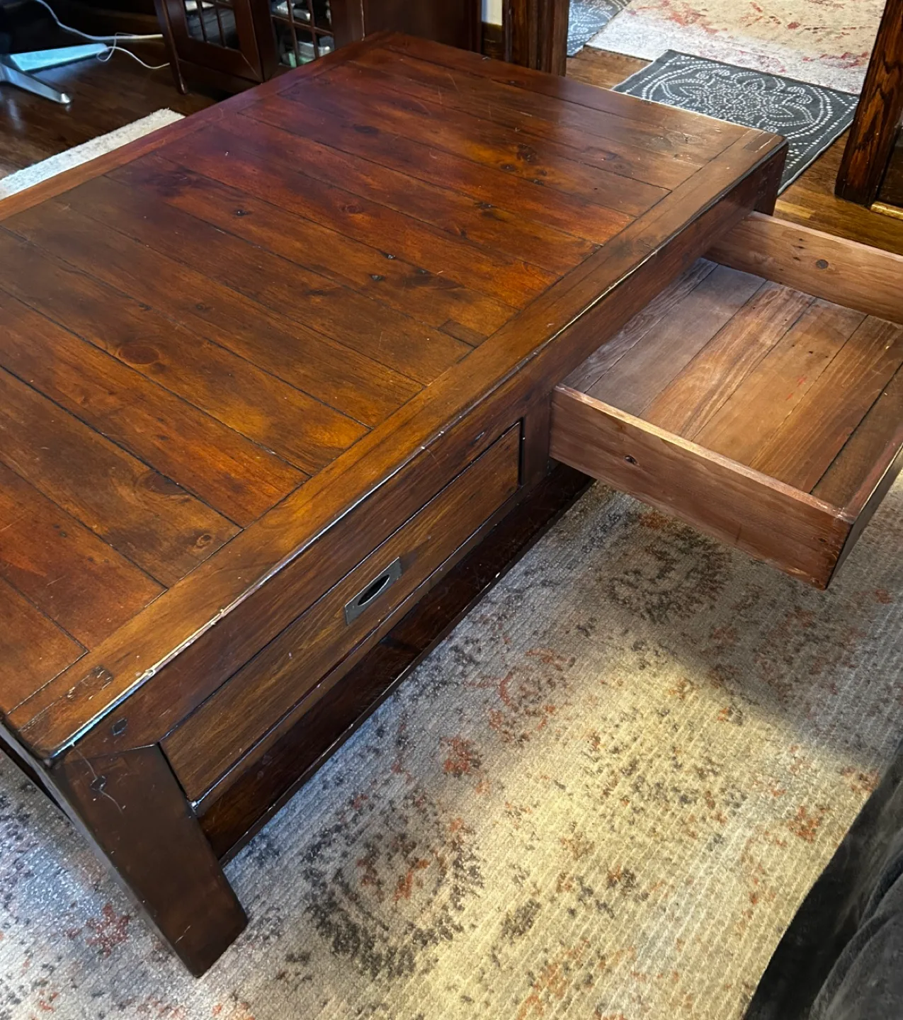 Rustic, solid wood coffee table image indicator(5)