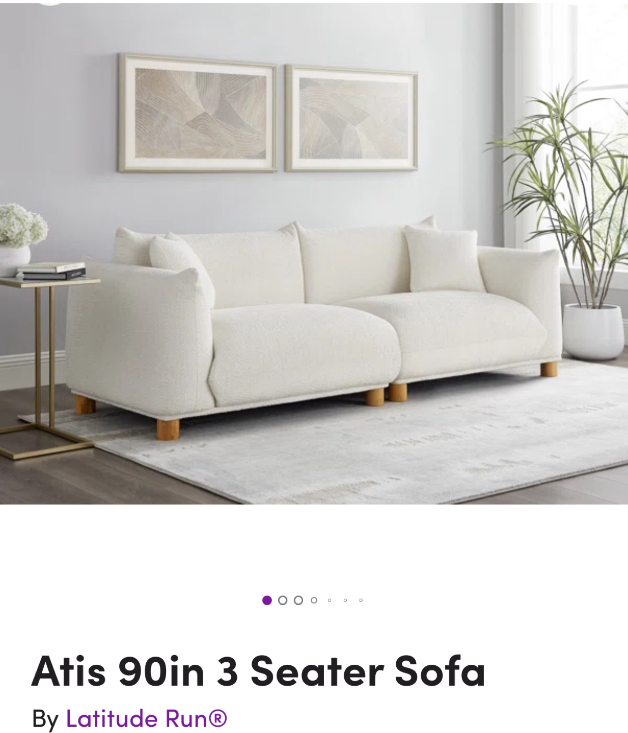 Latitude Run Atis 90in 3 Seater Sofa - Off White - photo 4