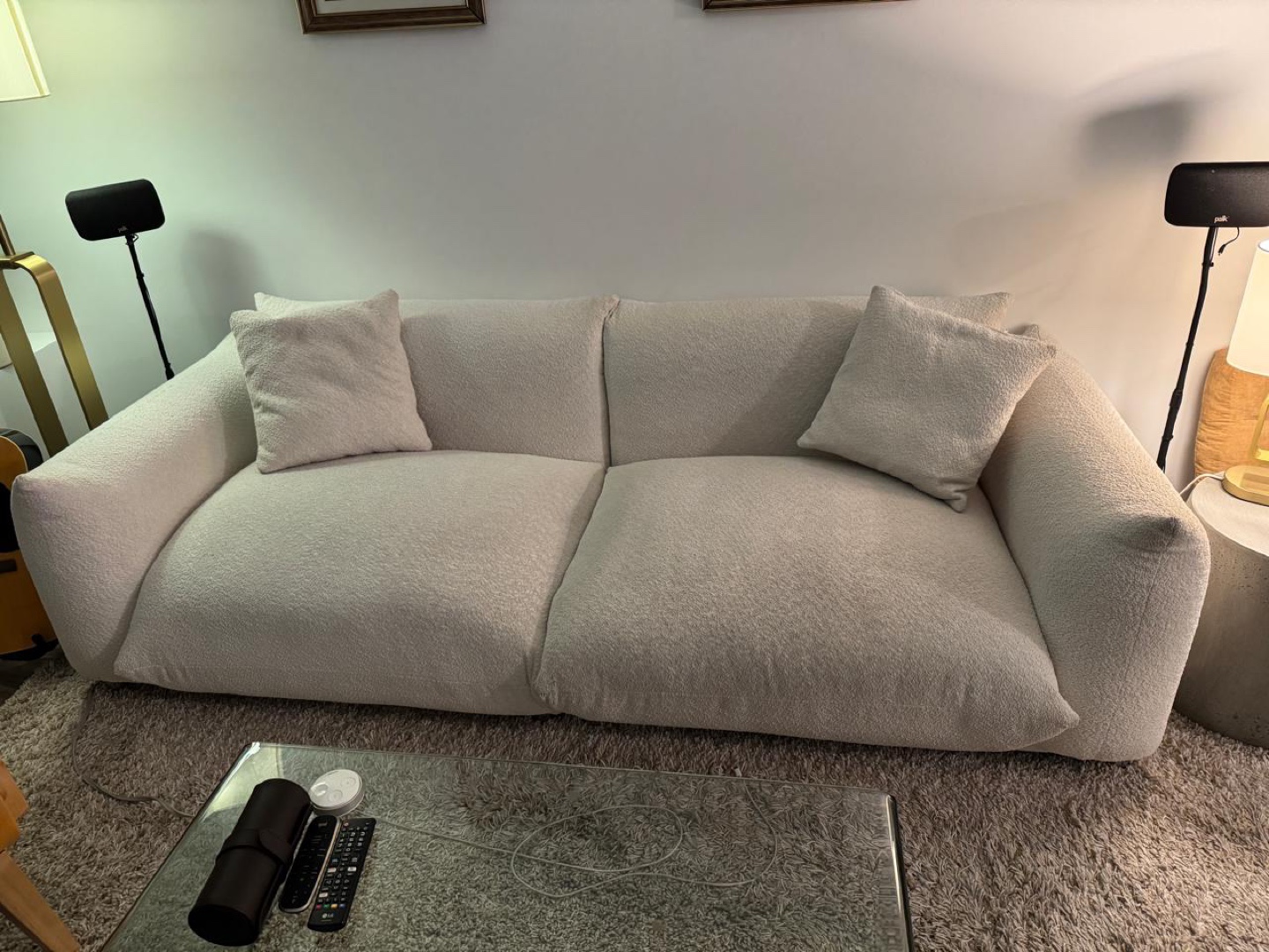 Latitude Run Atis 90in 3 Seater Sofa - Off White