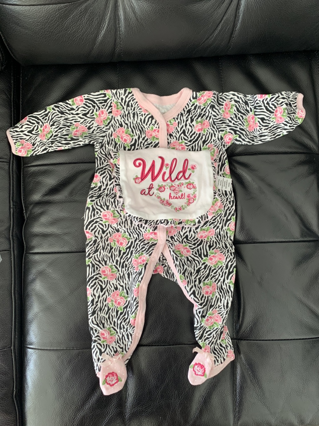 Baby Girl's Zebra Print Footed Pajamas