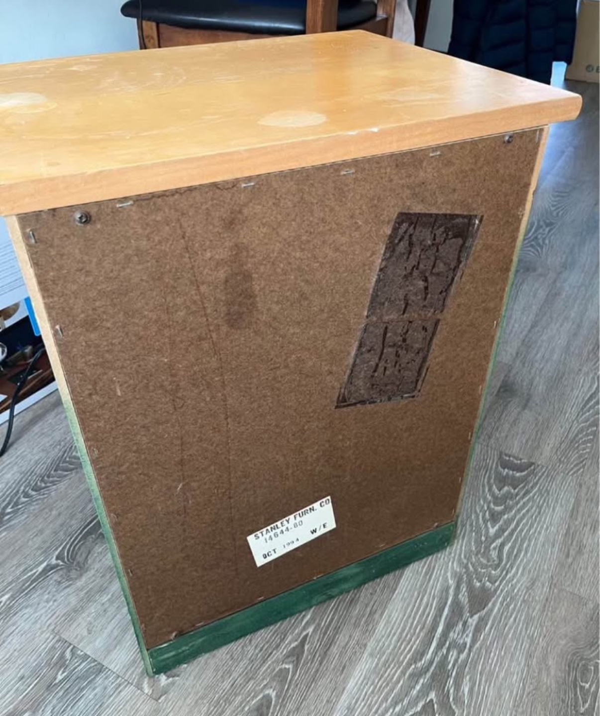 Green Wooden Nightstand with Two Drawers and Shelf - photo 4