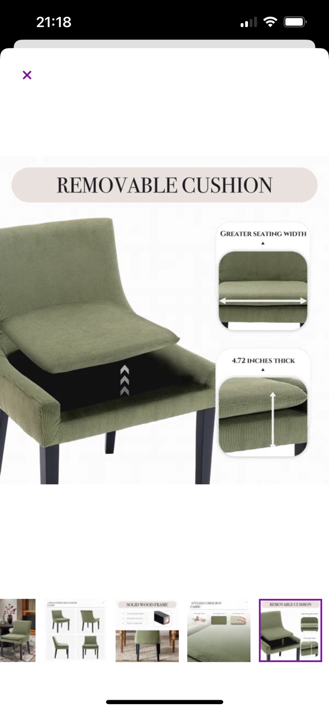 UNOPENED BOX - Set 2 Green Upholstered dining Chairs - photo 2