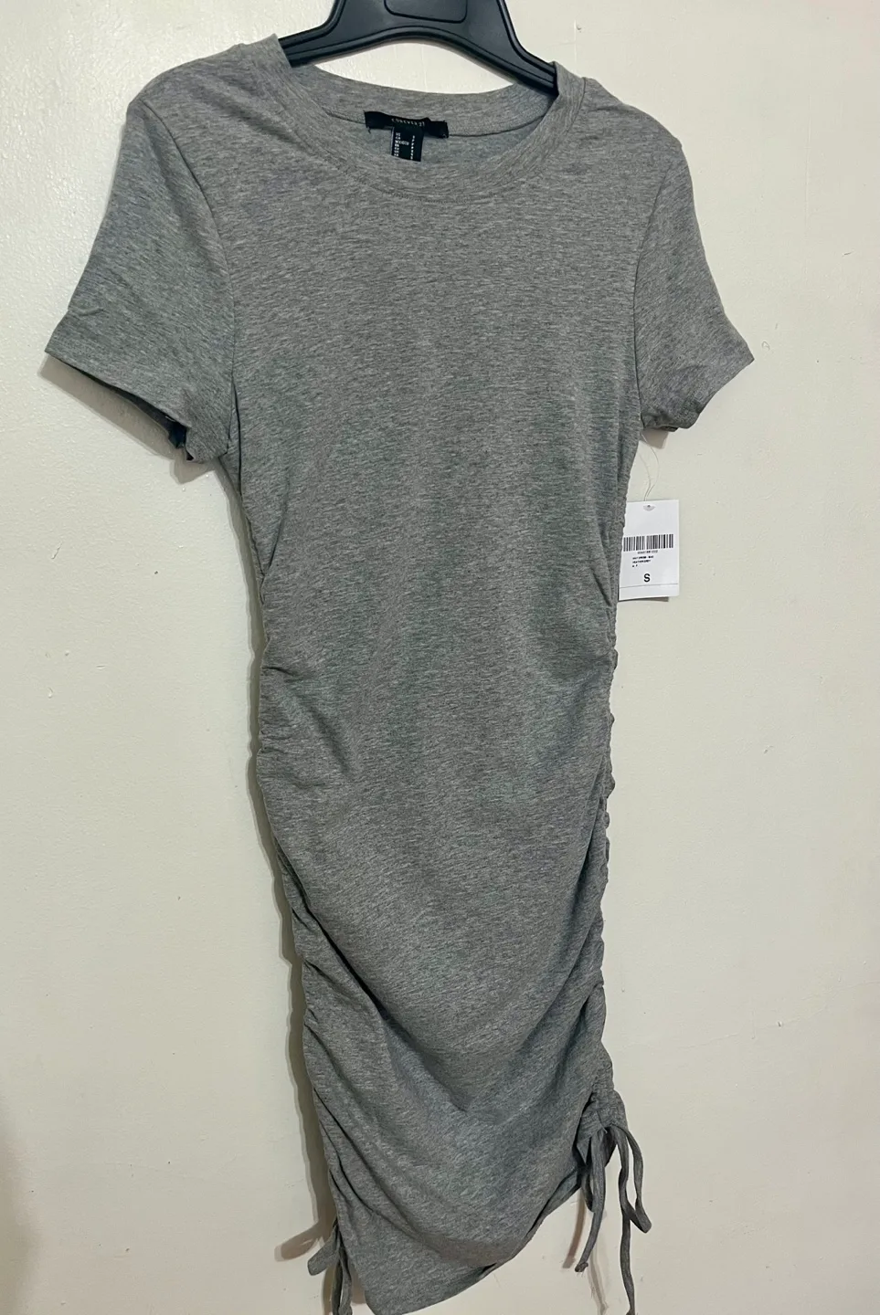 Forever 21 Gray Side Ruched Mini Dress Size Small thumbnail