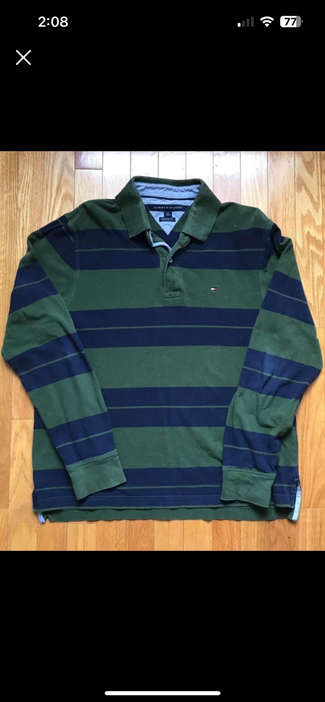 Tommy Hilfiger Striped Long Sleeve Polo Shirt (small)