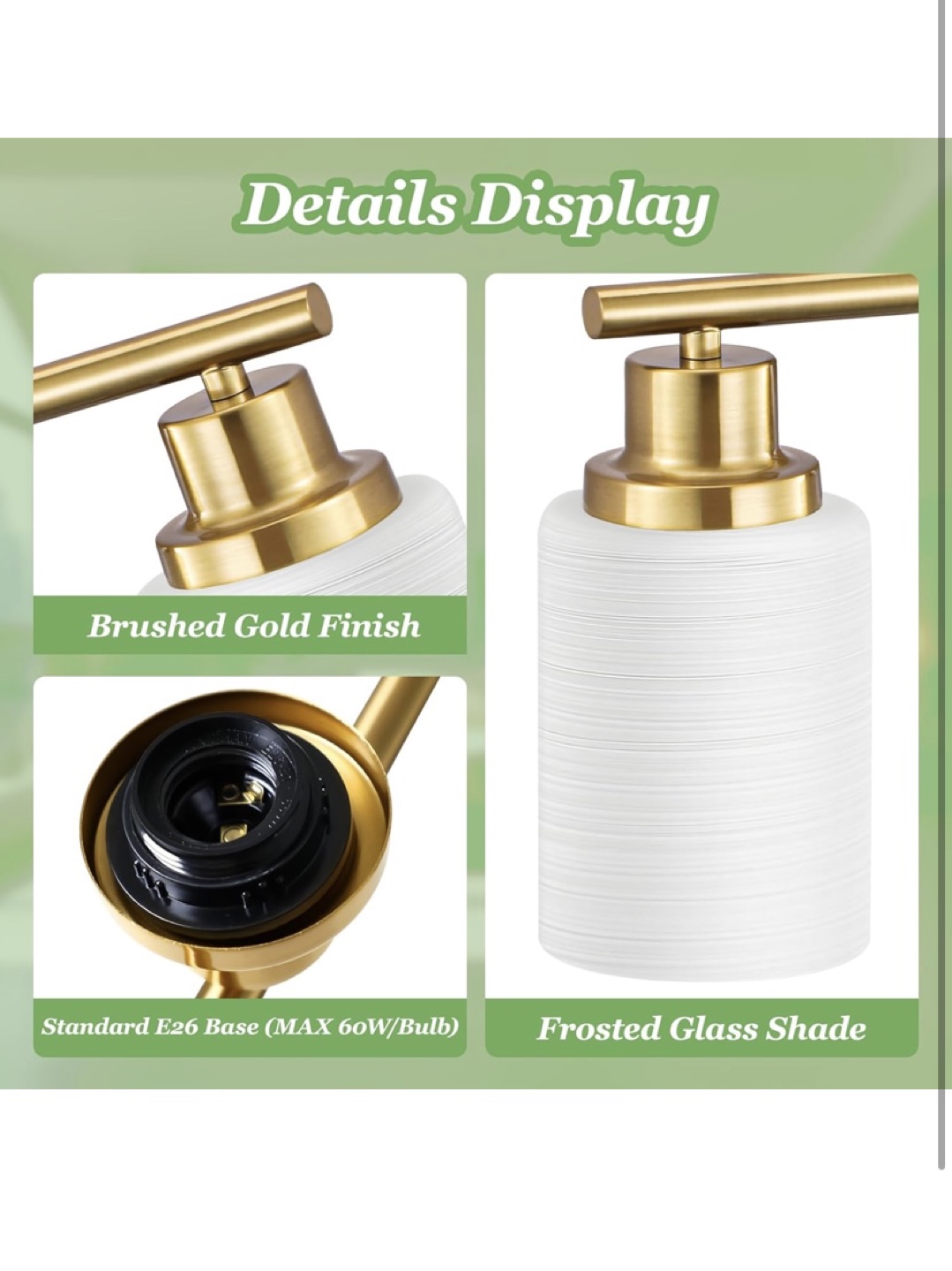 Brushed Gold 3-Light Bathroom Vanity Light Fixture - photo 3