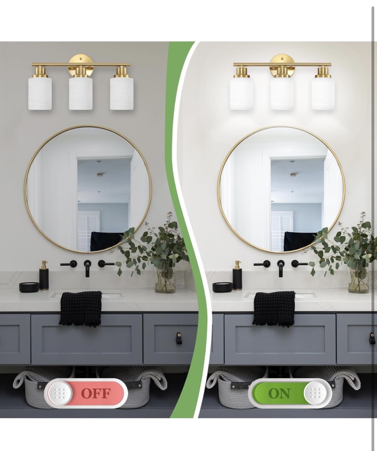 Brushed Gold 3-Light Bathroom Vanity Light Fixture - photo 4