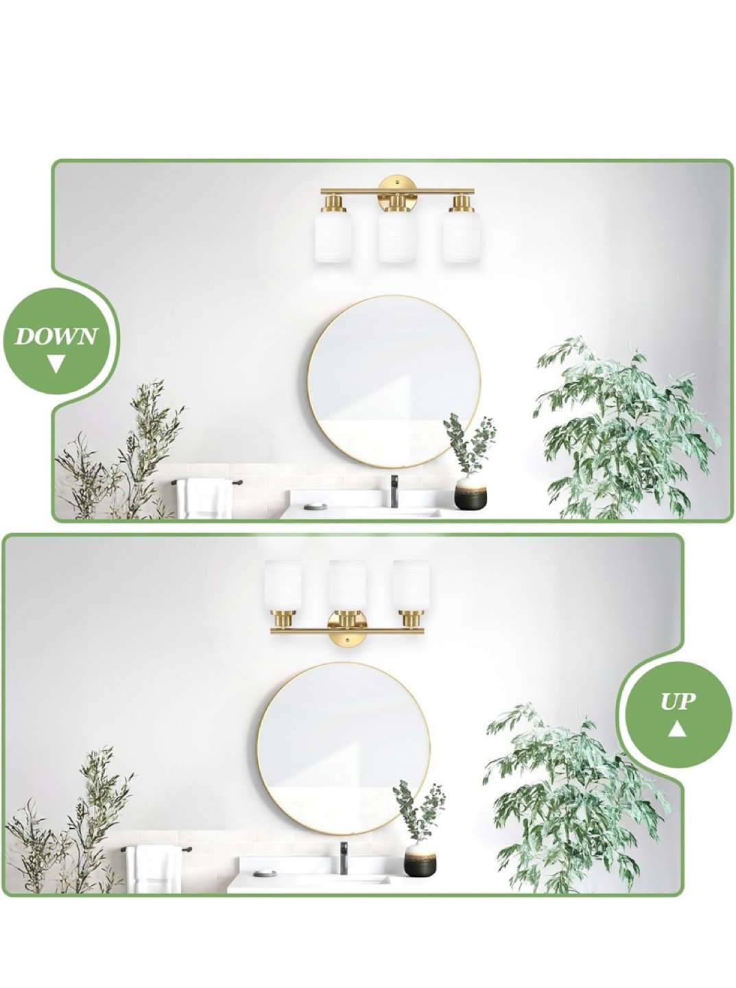Brushed Gold 3-Light Bathroom Vanity Light Fixture - photo 5