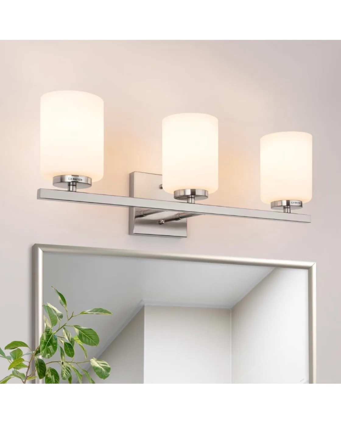 Modern Brushed Nickel 3-Light Bathroom Vanity Light Fixture thumbnail
