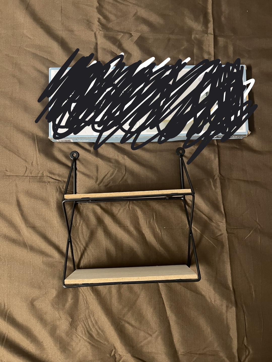 Small Black Metal and Wood Shelf #freecycle