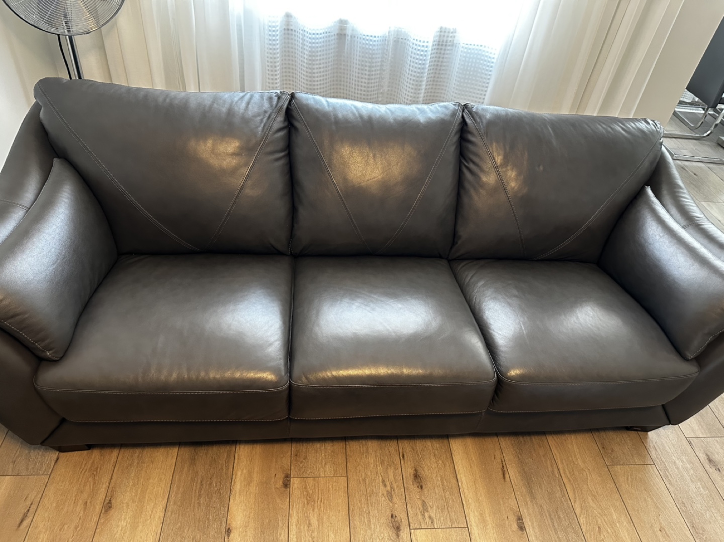 92" General Leather Sofa - Charcoal Grey - photo 2