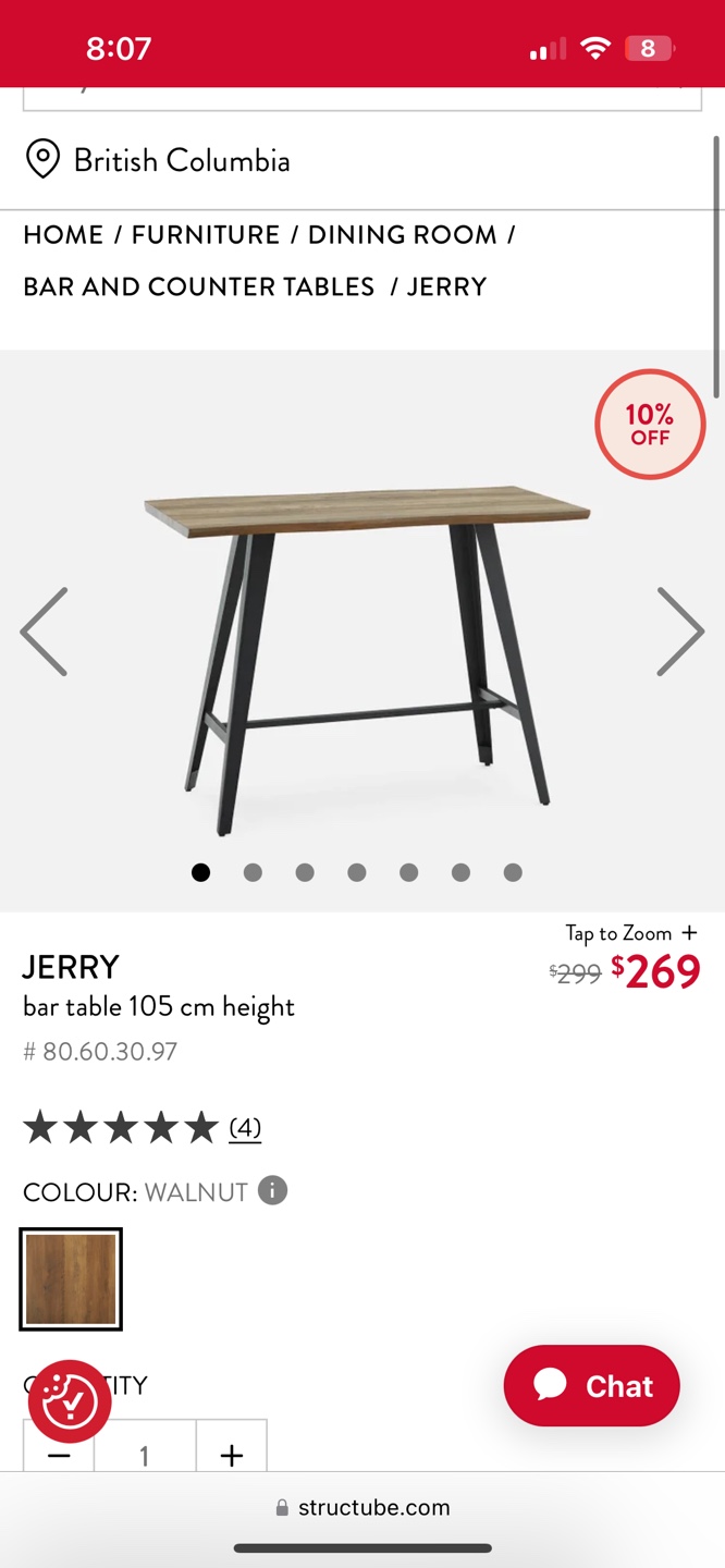 Structure Jerry Bar Table - Walnut