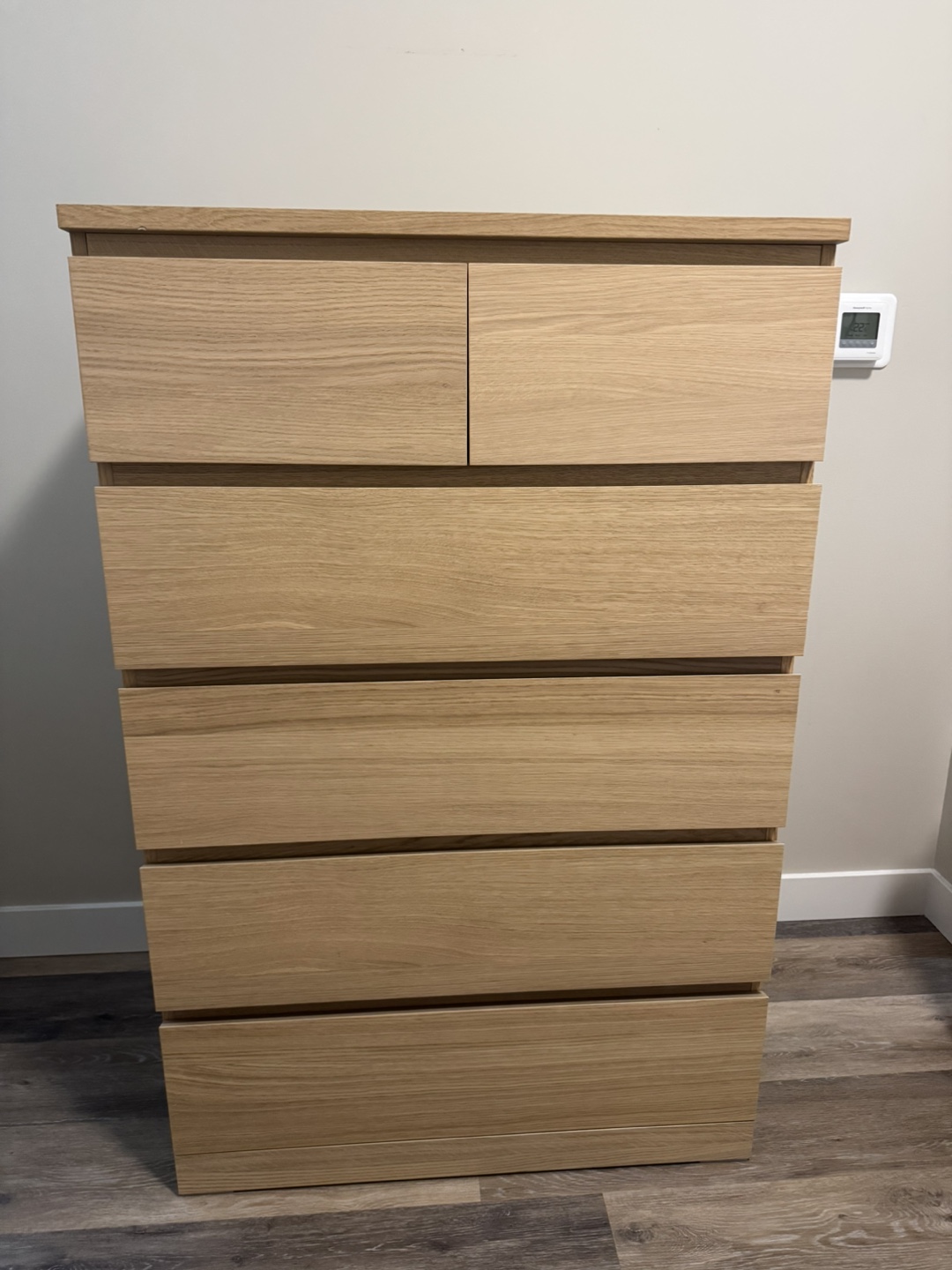 IKEA MALM 6-drawer Chest - White Stained/Oak Veneer - photo 2