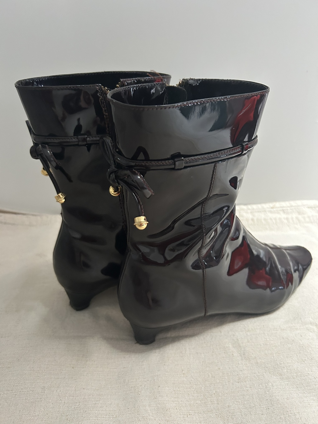 Elie Tahari Brown Patent Leather Ankle Boots - photo 3