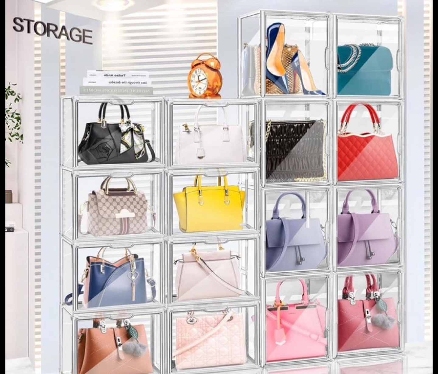 Set of Clear Acrylic Stackable Storage Boxes with Magnetic Doors - photo 4